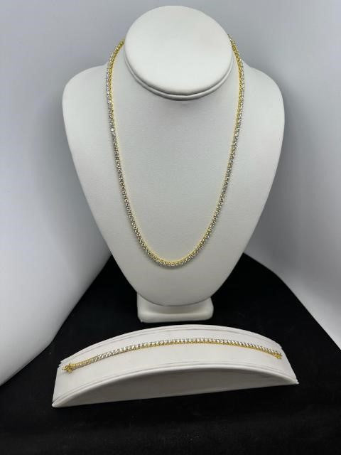 925 Gold and Silver Moissanite Tennis Set