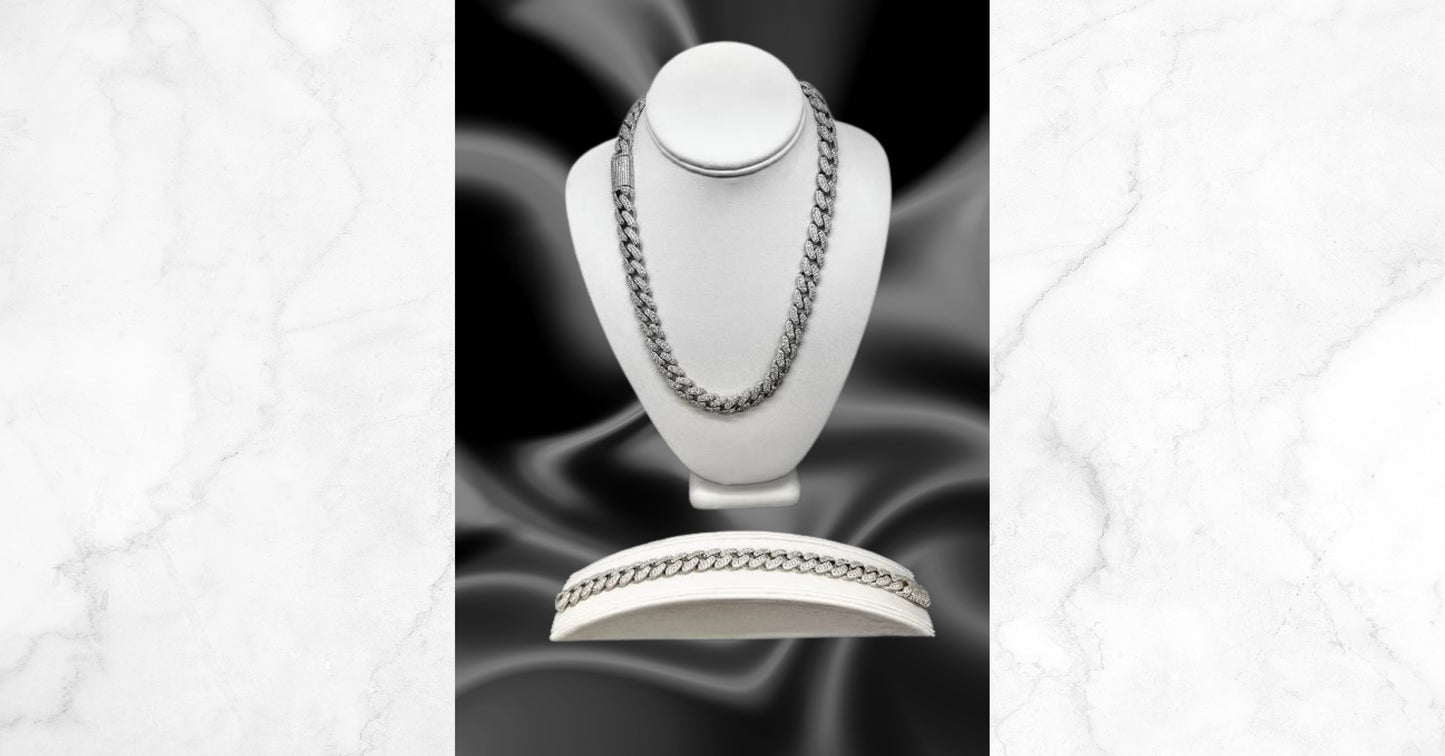 925 Moissanite Miami Cuban Set